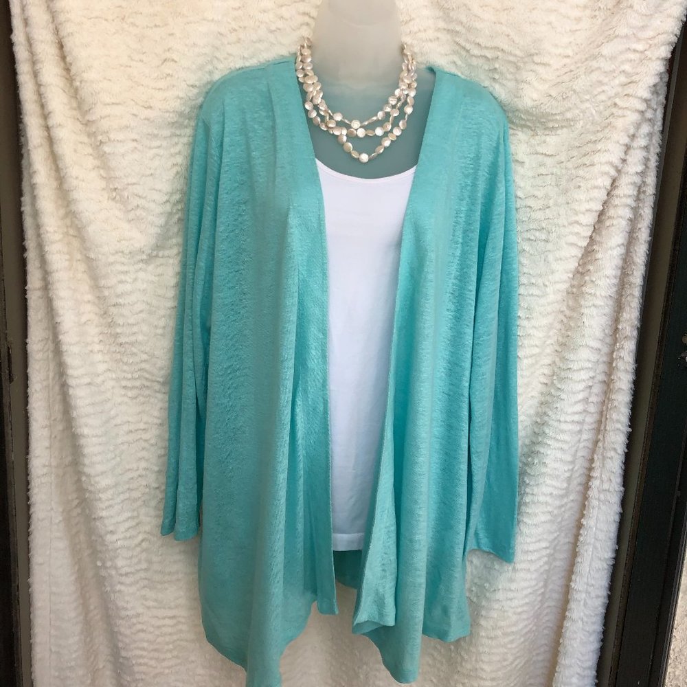 J. Jill Aqua Open Front Sweater